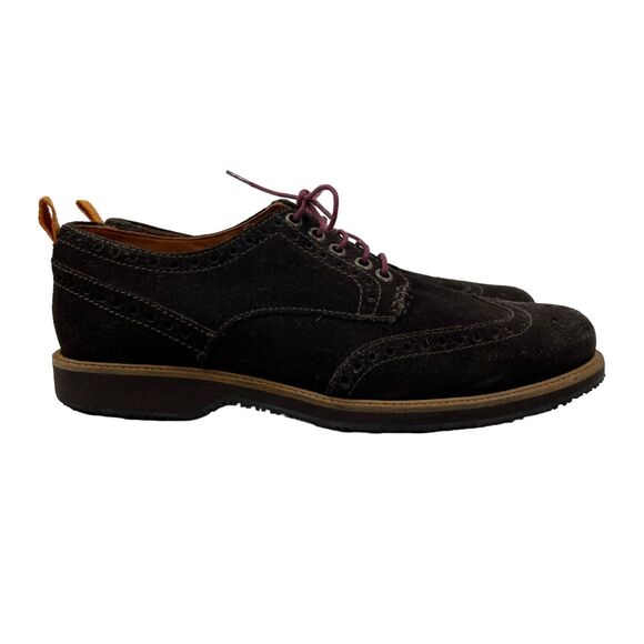 Tommy Bahama Mens 10 Shoe Brown Suede Oxford Wingtip Elliot Lace Up Casual Dress - Picture 1 of 13